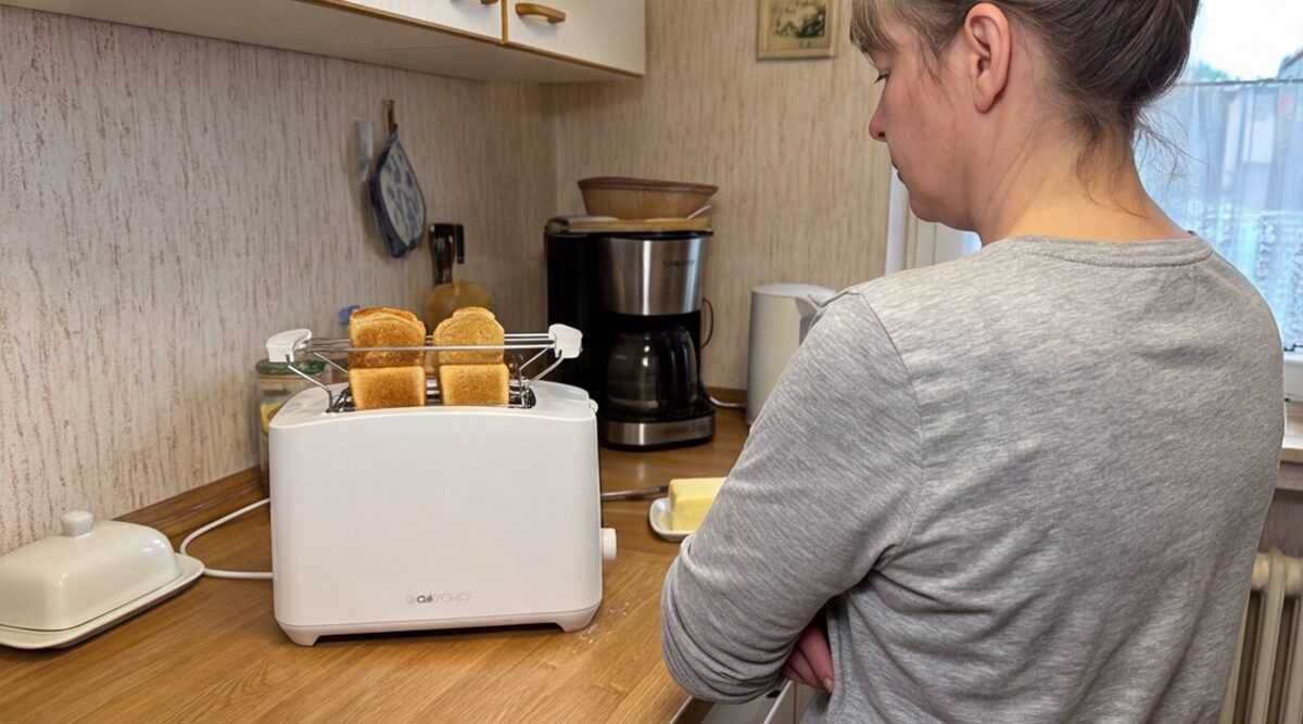 clatronic toaster ta 3801 weiss während der Nutzung
